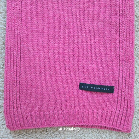 Pur Cashmere Pink Knit Scarf With Ribbed Border - Picture 5 of 12